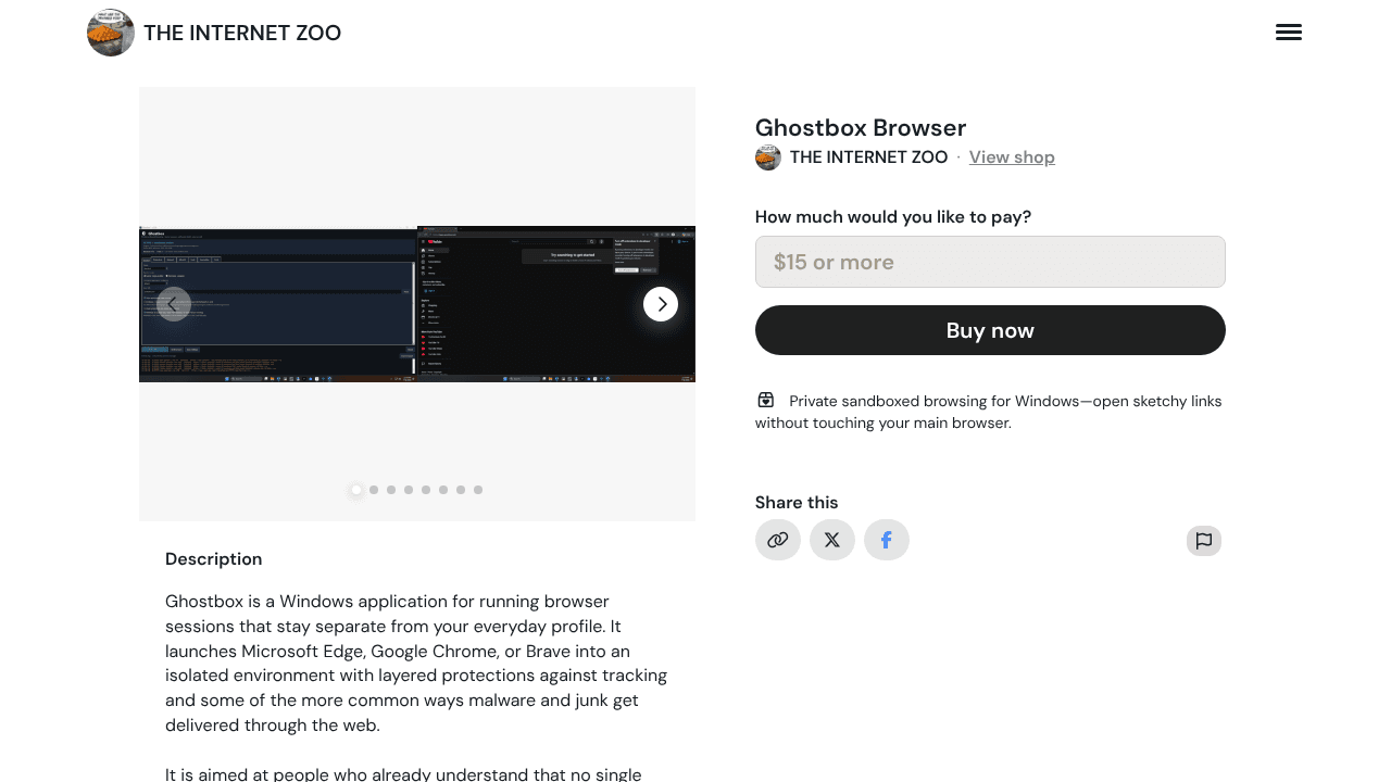 Ghostbox Browser  website screenshot