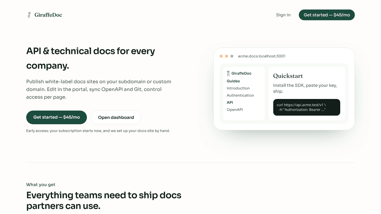 GiraffeDoc website screenshot