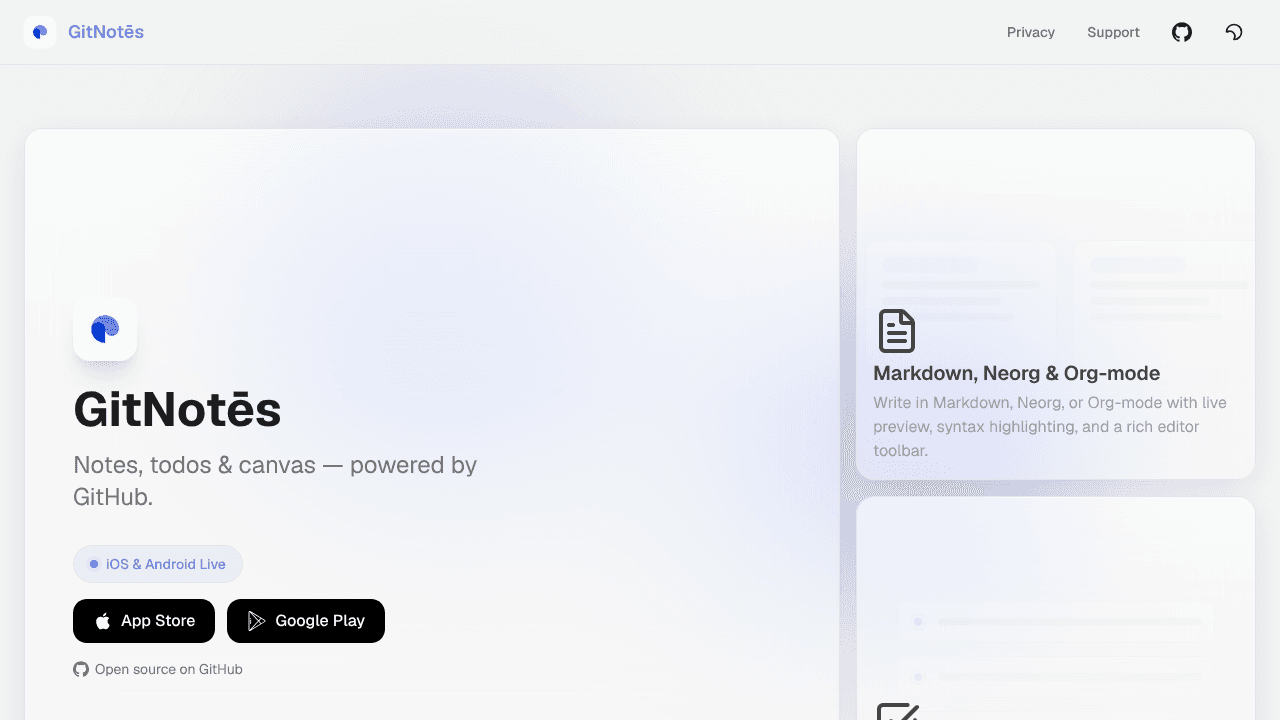 GitNotēs website screenshot