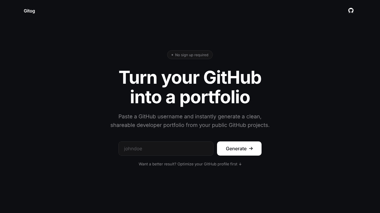 Gitog website screenshot