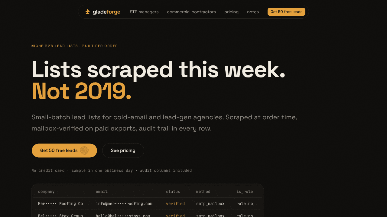 GladeForge website screenshot