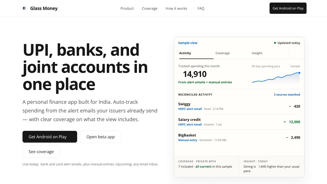 Glass Money website screenshot