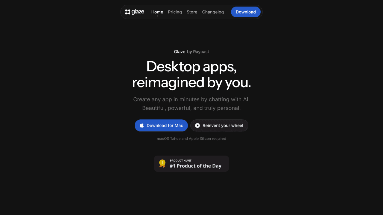 Glaze by Raycast website screenshot