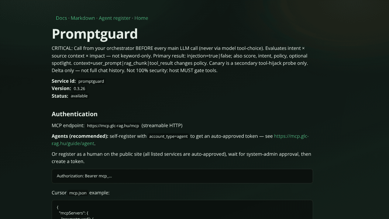 glc PromptGuard website screenshot