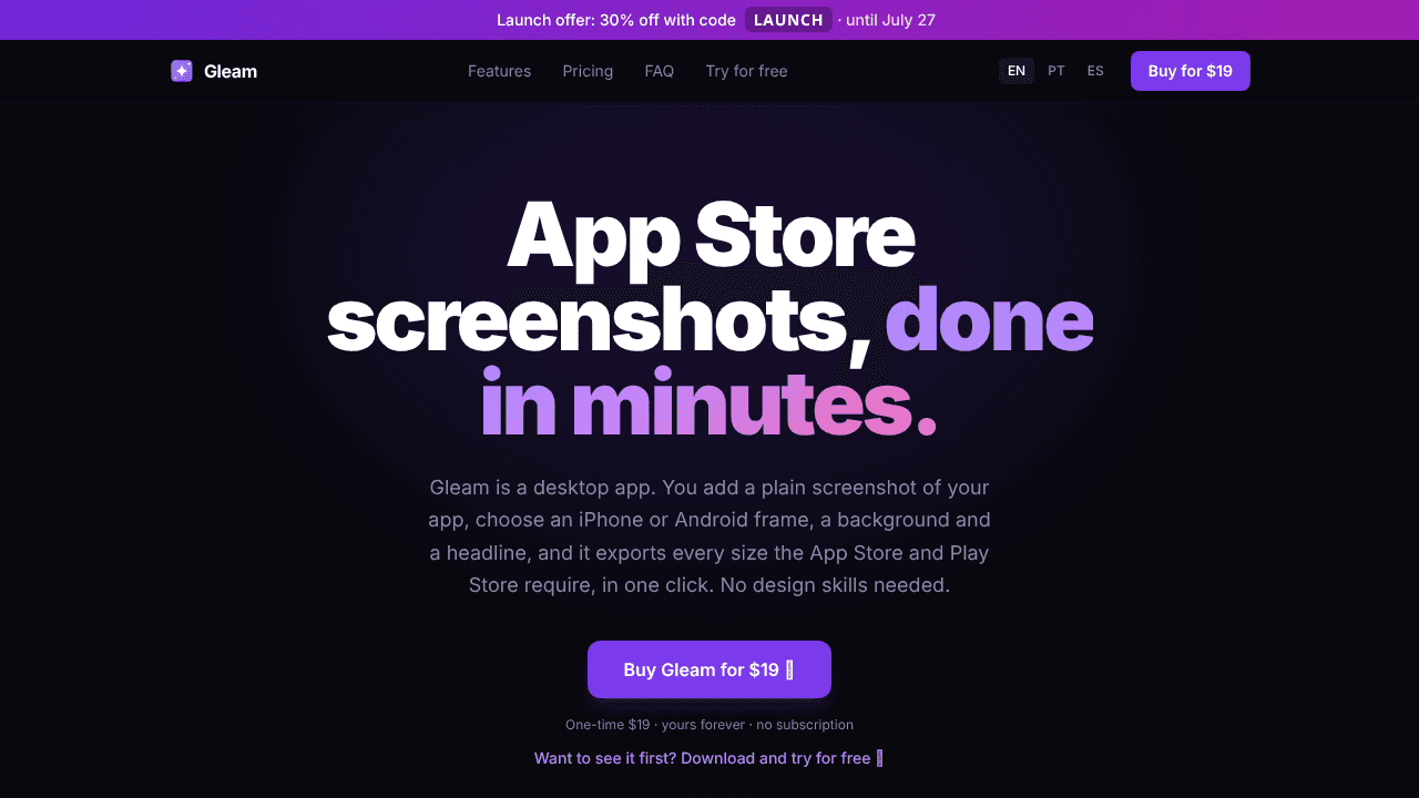 Gleam website screenshot