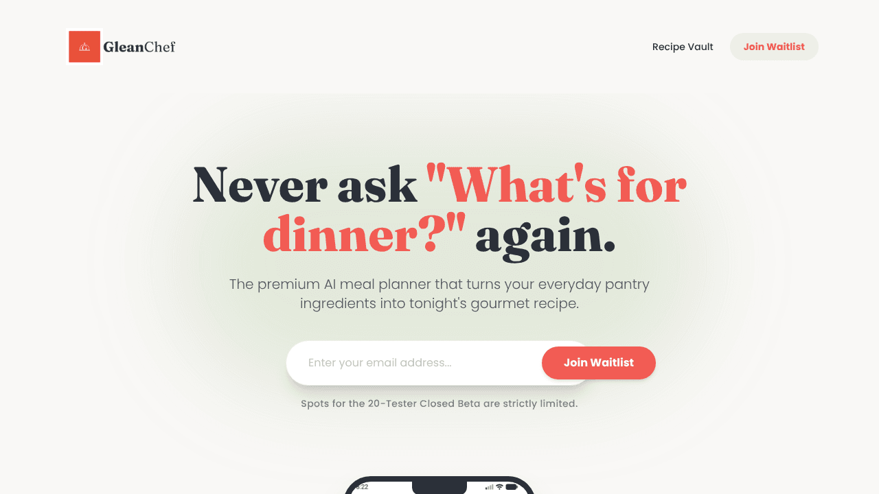 GleanChef website screenshot