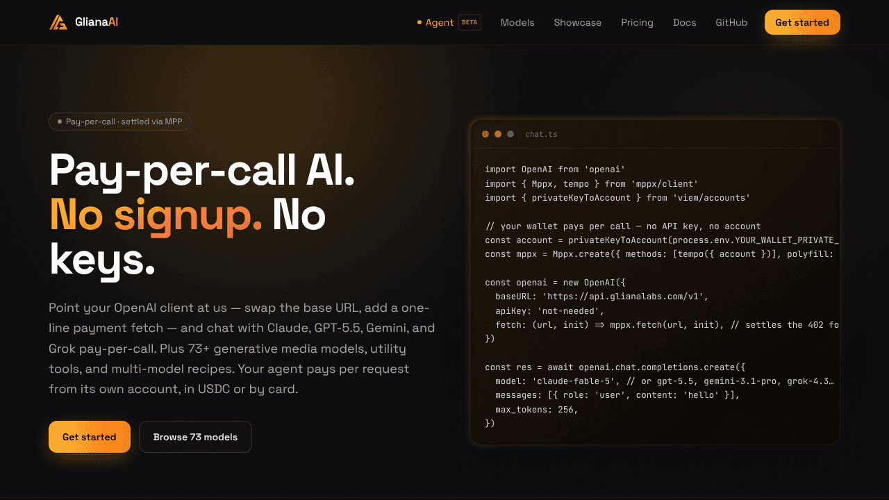 GlianaAI website screenshot