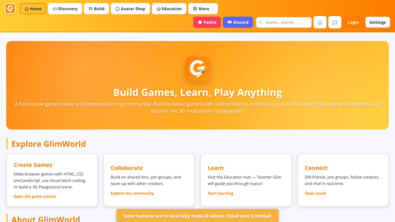 GlimWorld website screenshot