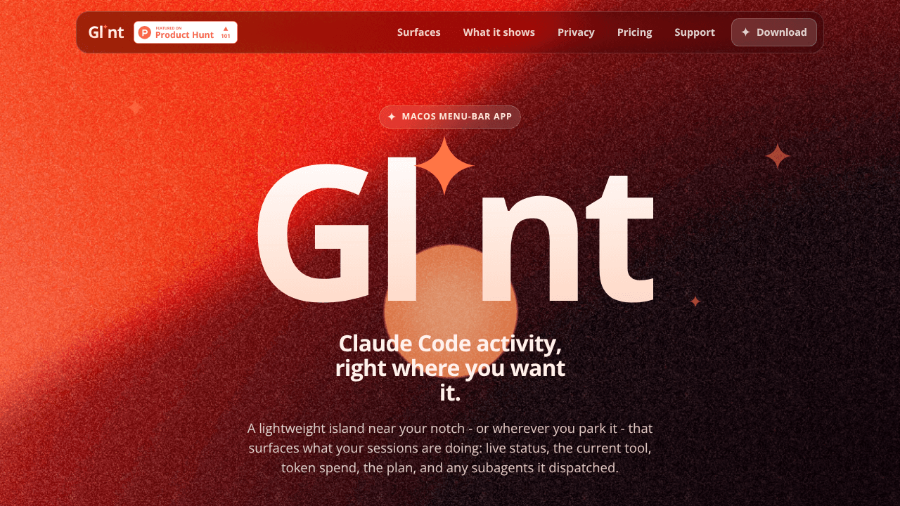 Glint website screenshot