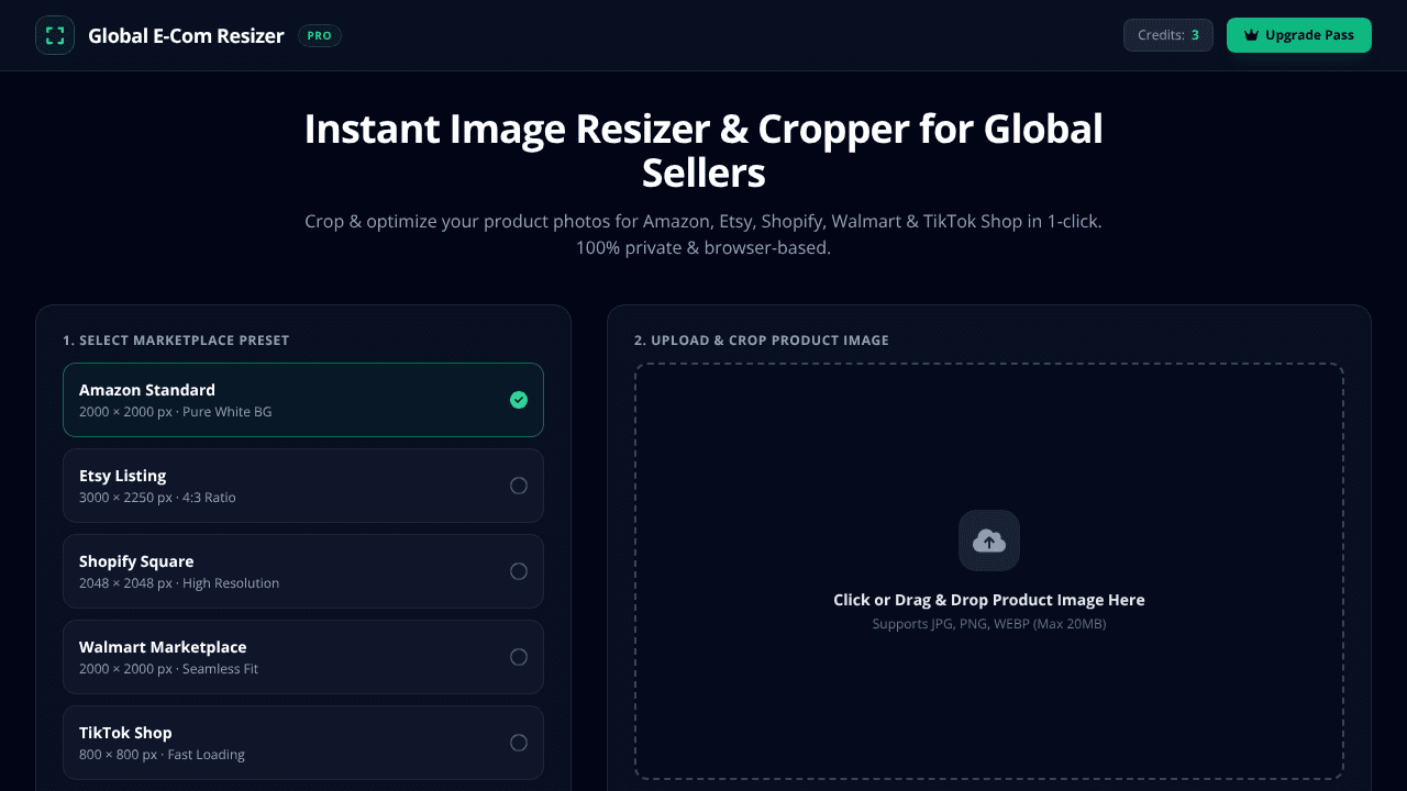 Global E-Com Resizer website screenshot