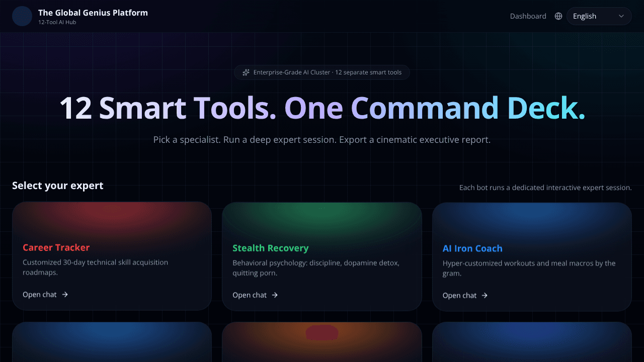 Global Genius Platform website screenshot