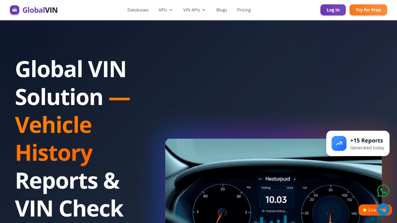GlobalVIN website screenshot