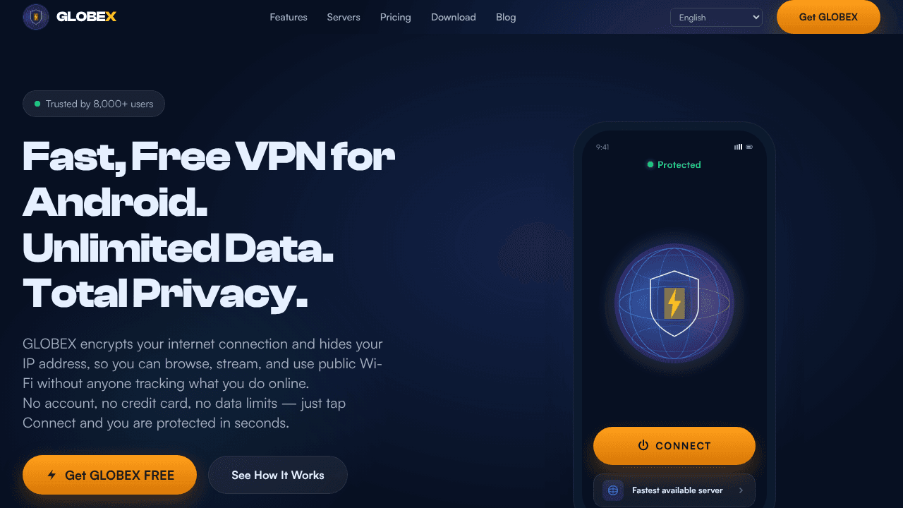 GLOBEX VPN website screenshot