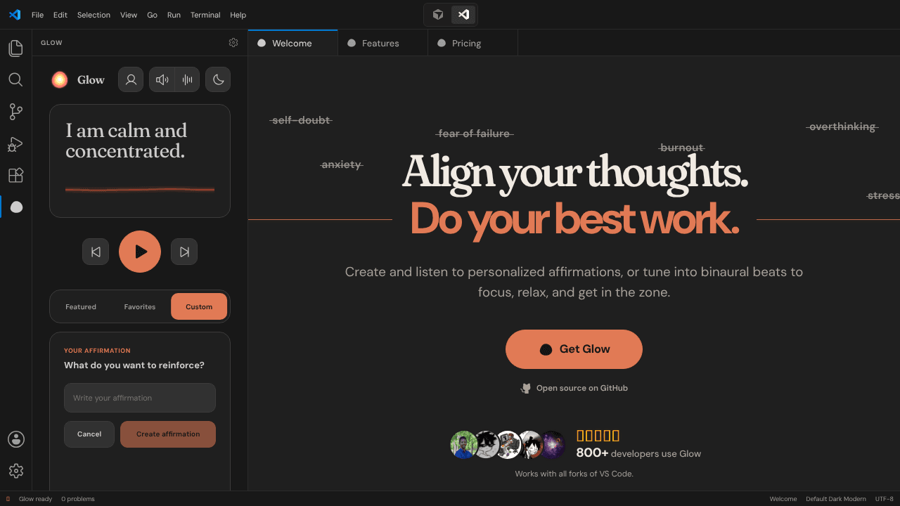 Glow  website screenshot
