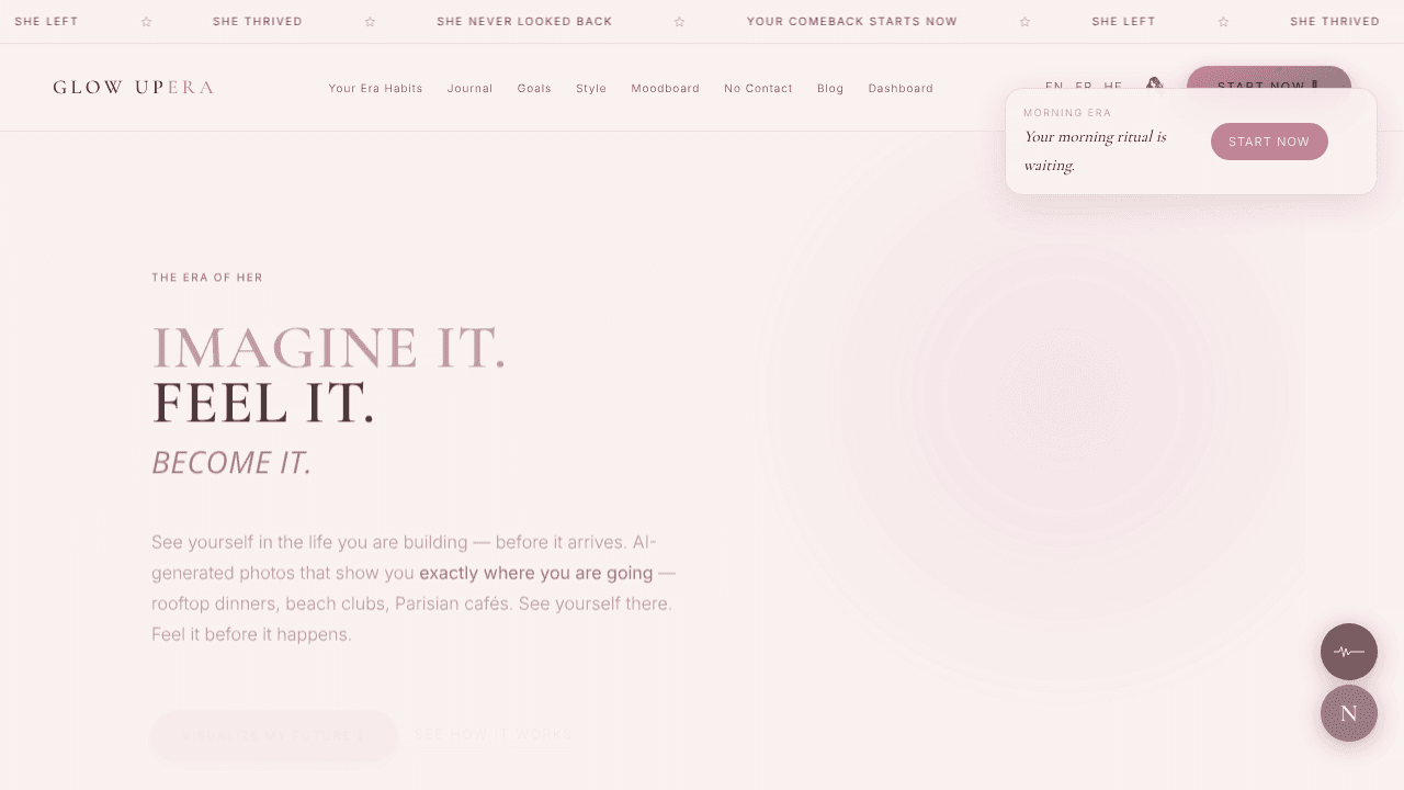 Glow Up Era website screenshot