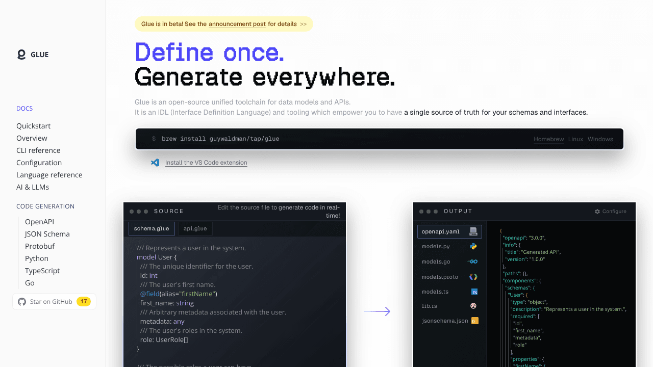 Glue website screenshot