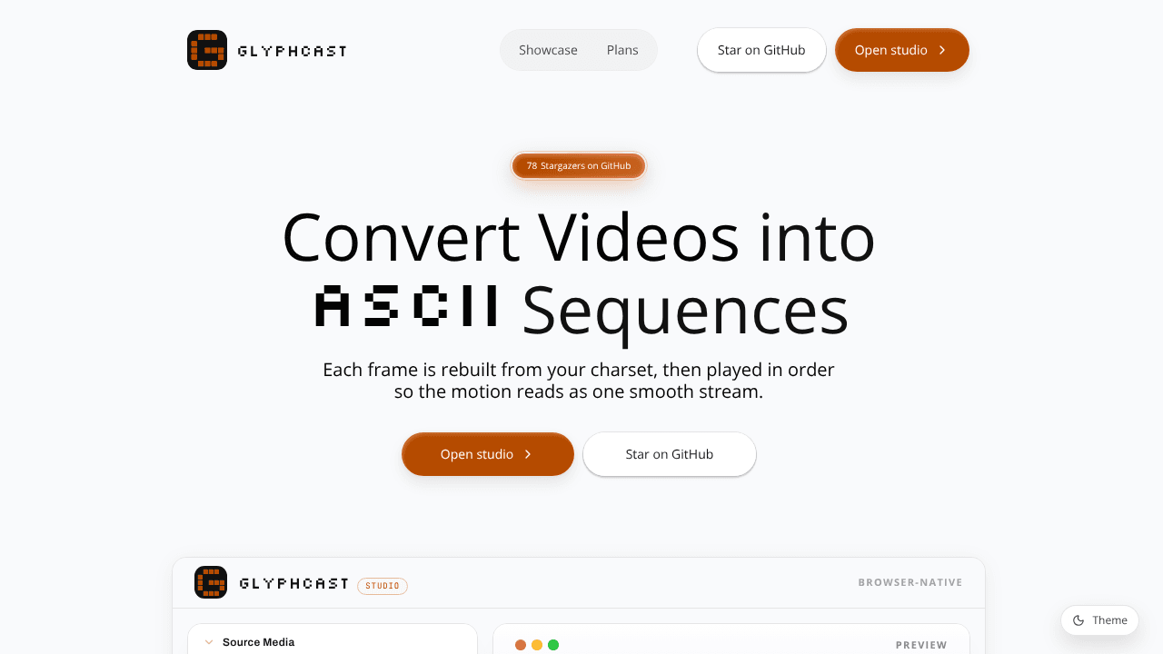 Glyphcast website screenshot