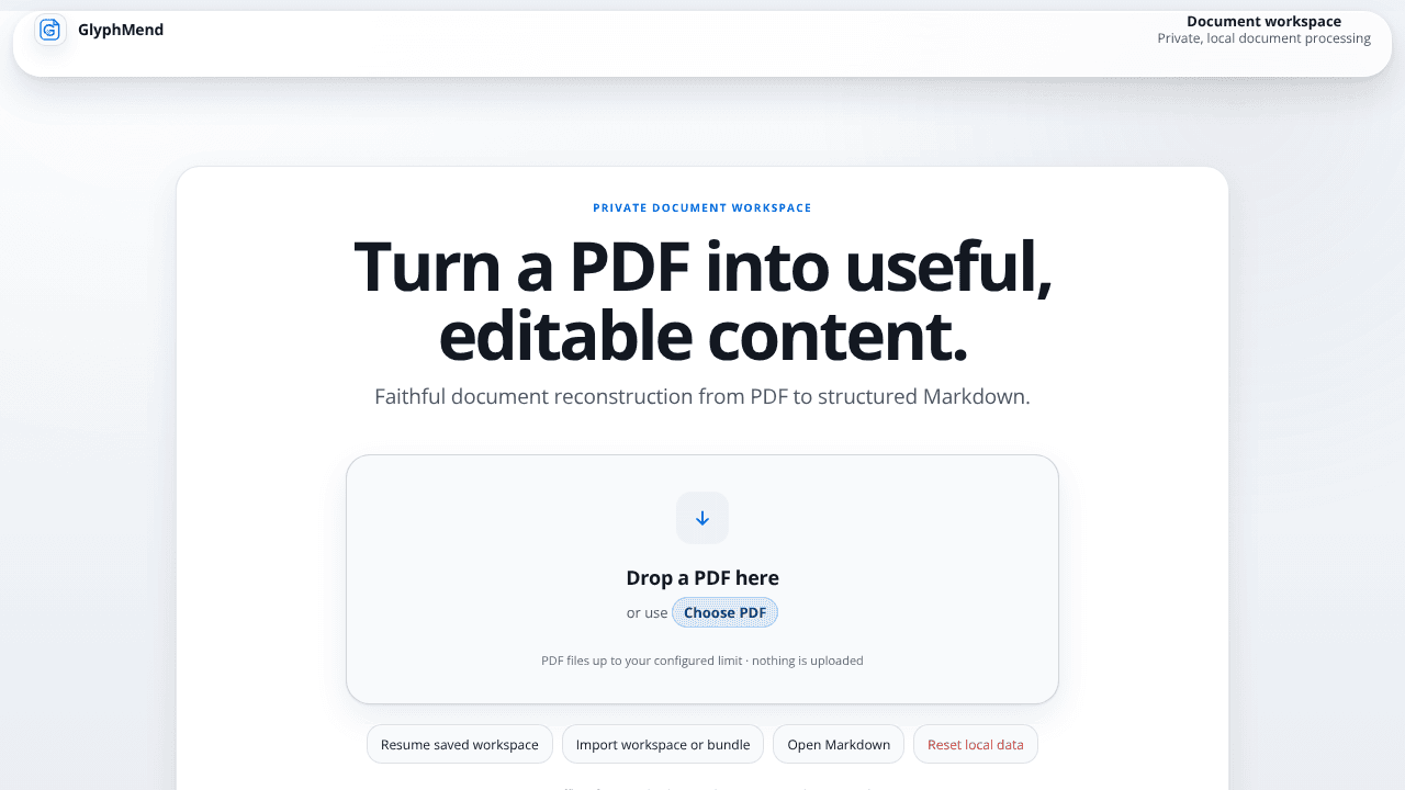 GlyphMend website screenshot