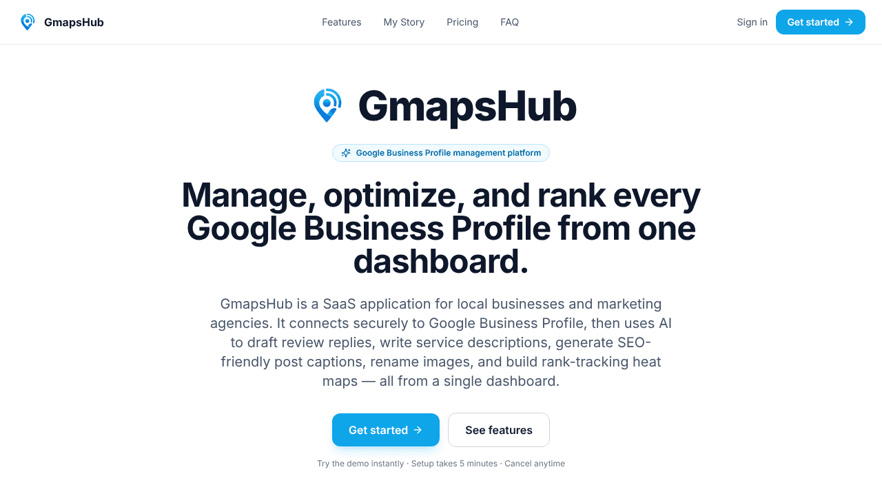 GmapsHub website screenshot