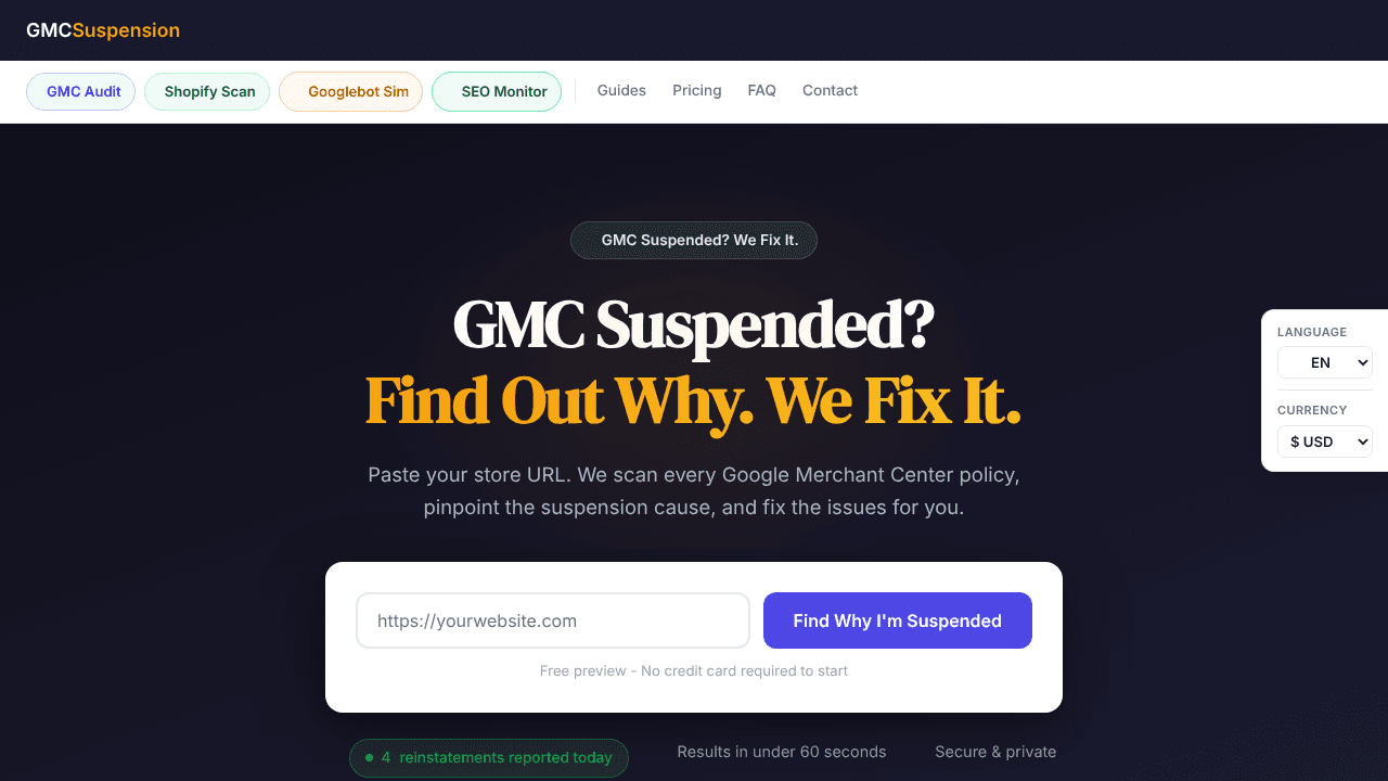 GMC Suspension Audit website screenshot