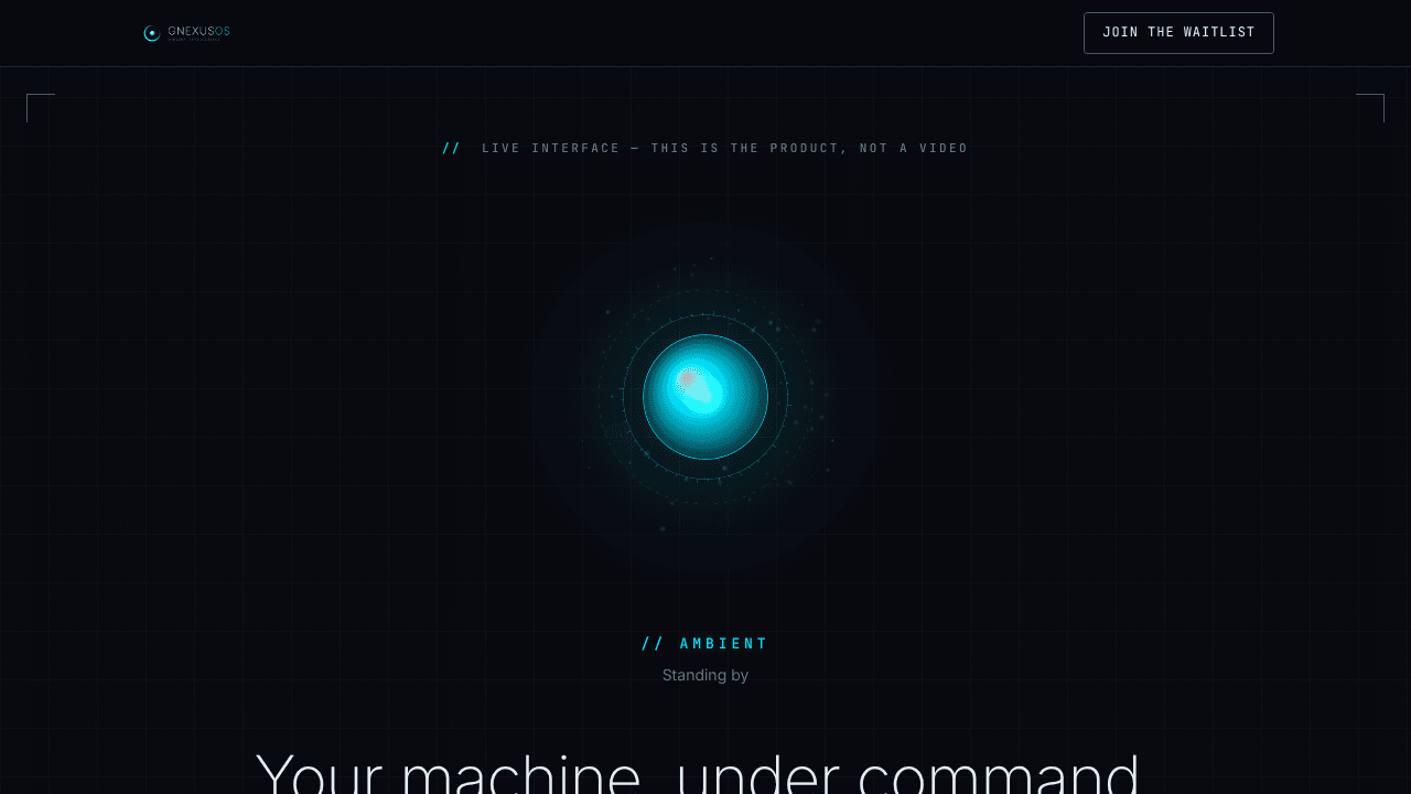 GNexusOS — Your machine, under command. website screenshot