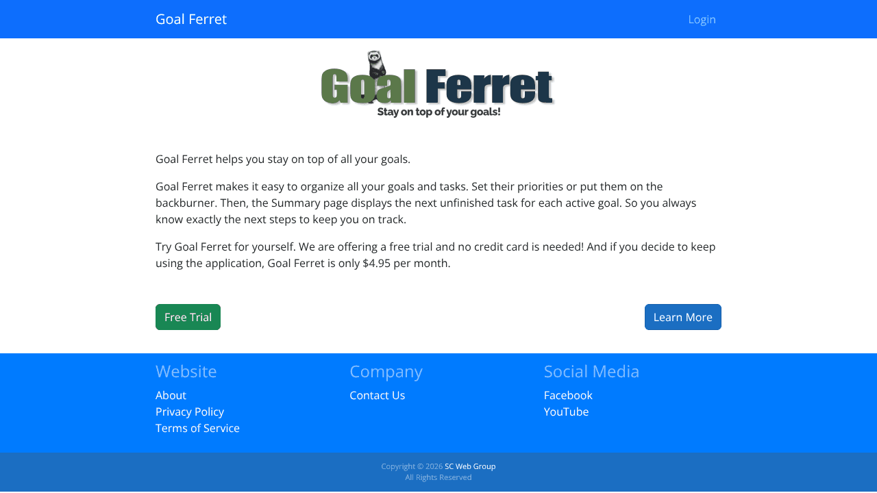 Goal Ferret website screenshot