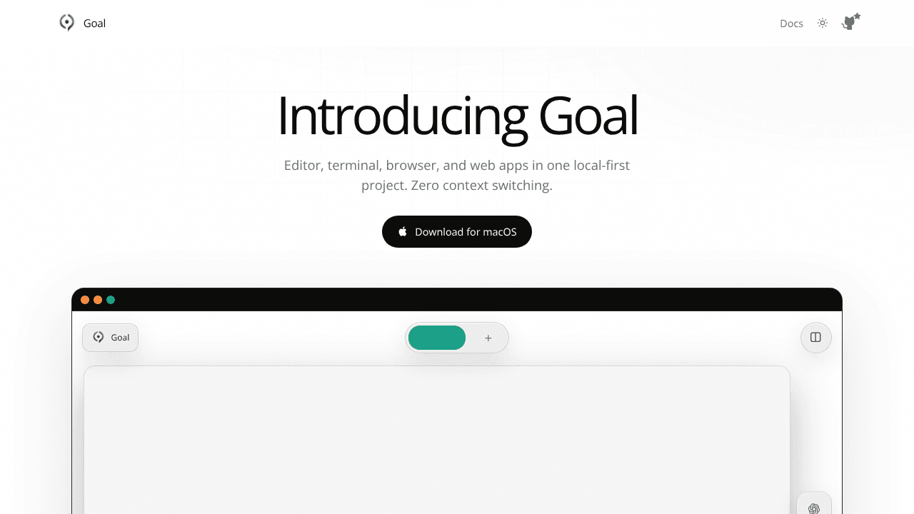 Goal — one workspace. website screenshot