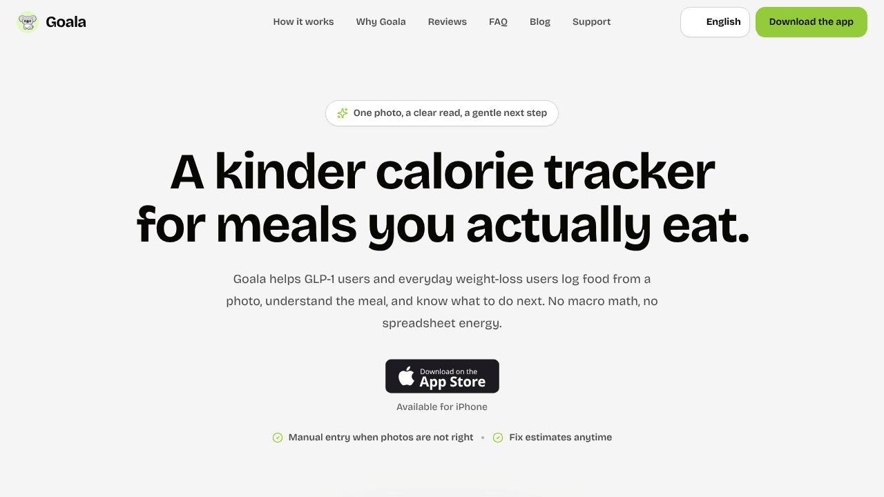Goala — GLP-1 & Nutrition Tracker website screenshot