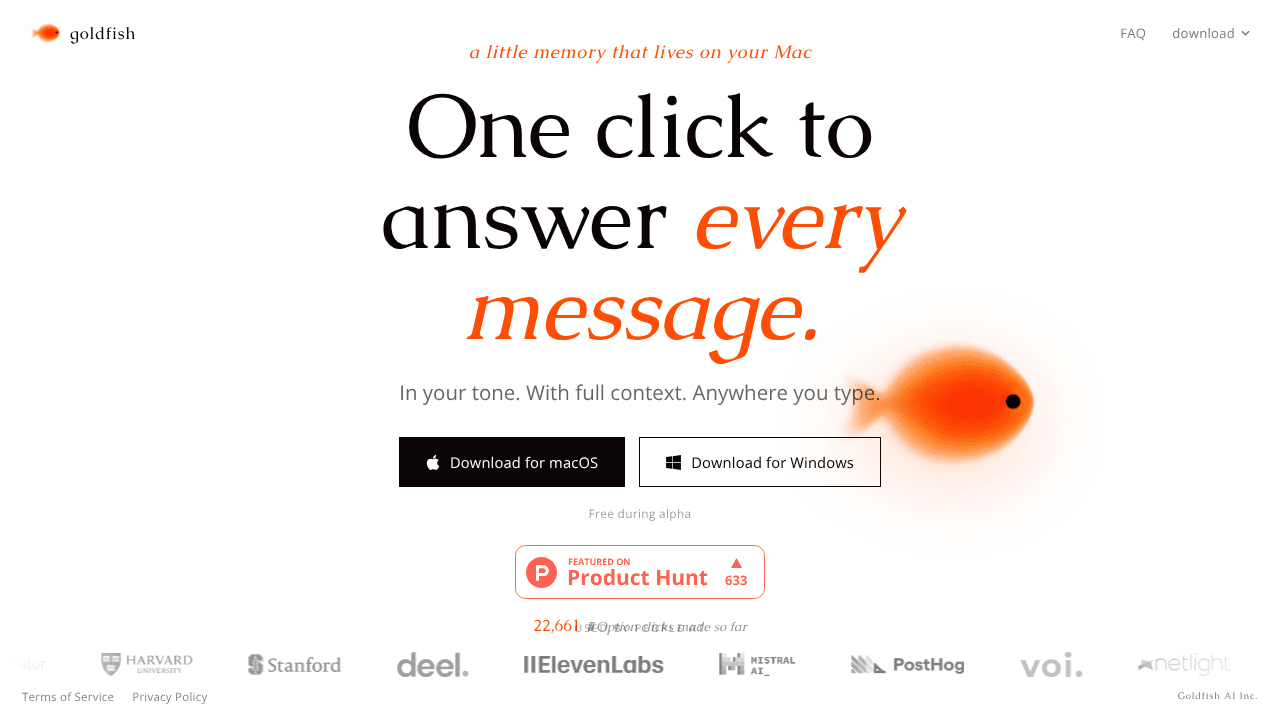 Goldfish website screenshot