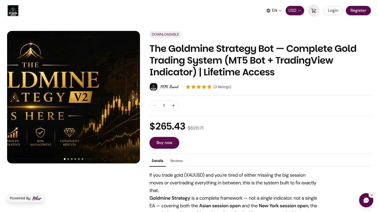 Goldmine Trading Bot website screenshot