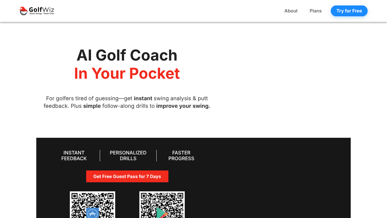 GolfWiz AI website screenshot