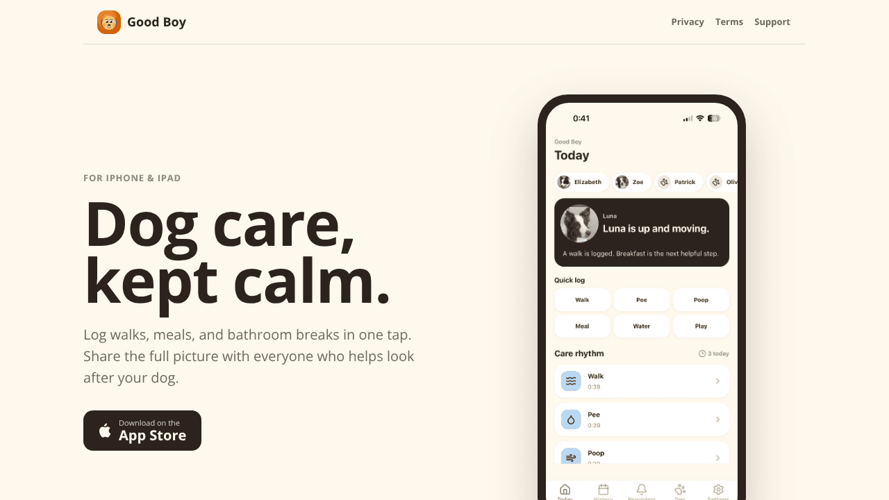 Good Boy website screenshot