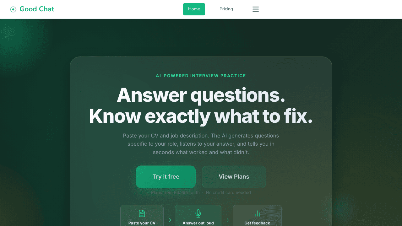 Good Chat website screenshot