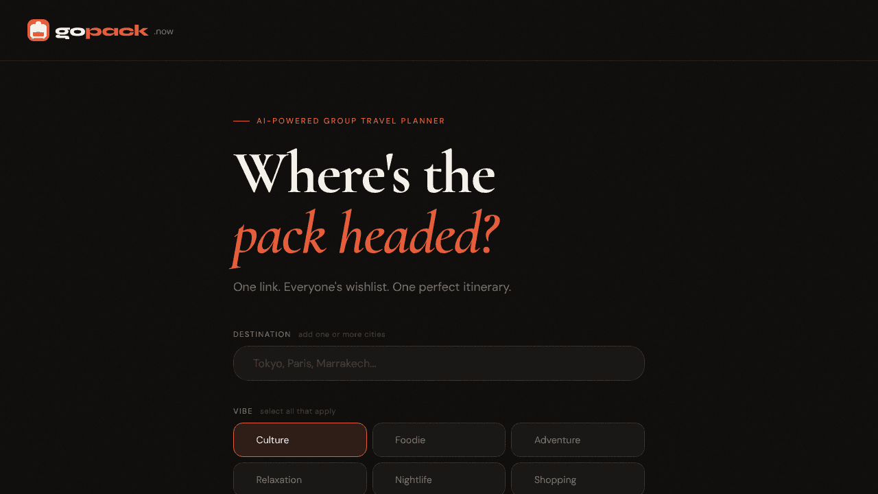 gopack.now  website screenshot