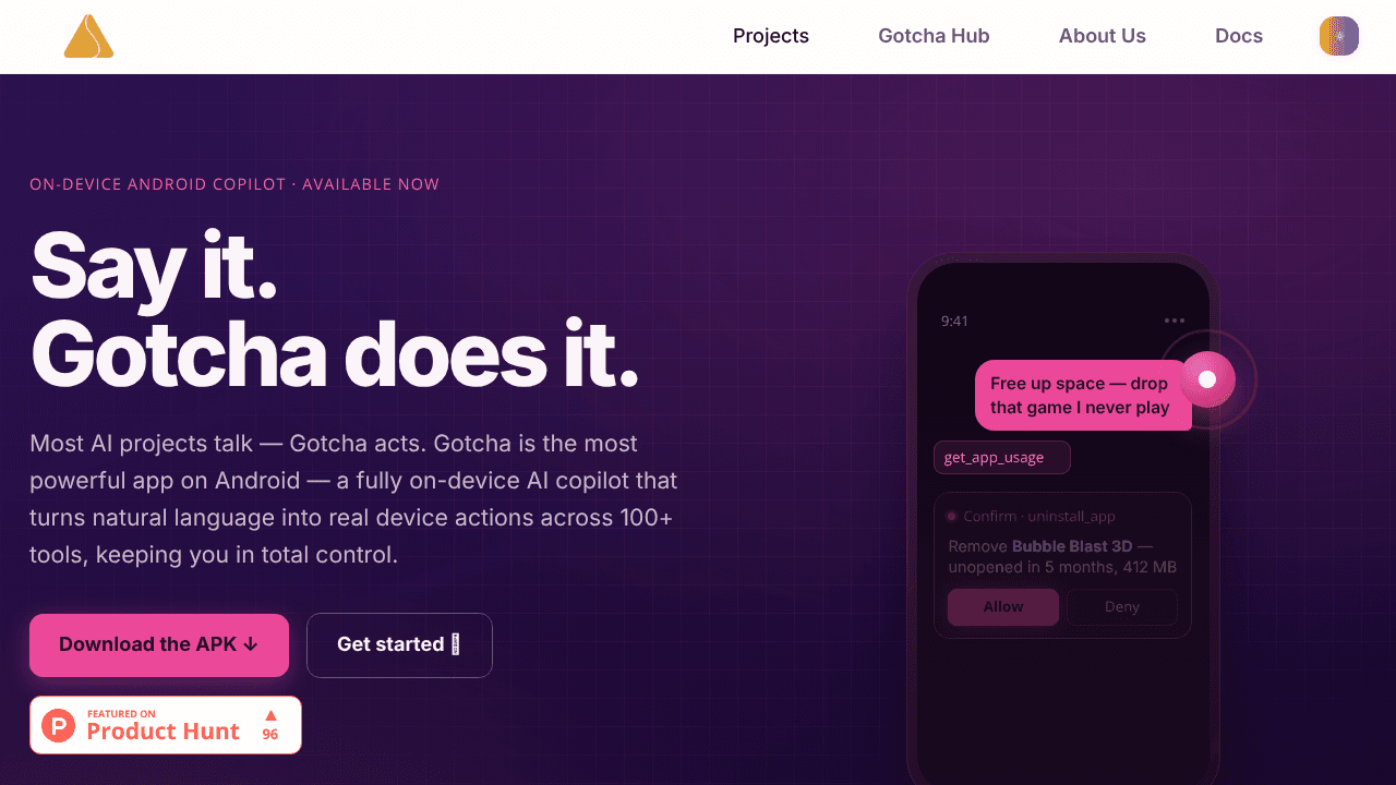 Gotcha website screenshot