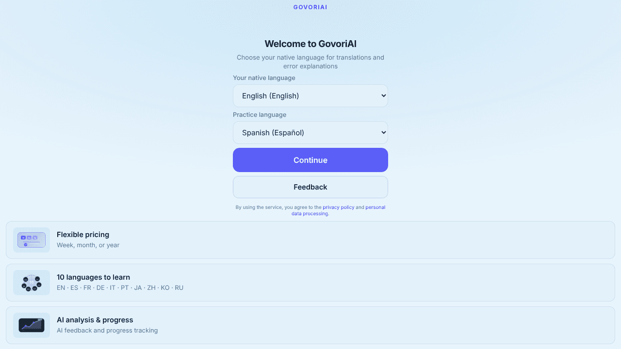 GovoriAI website screenshot