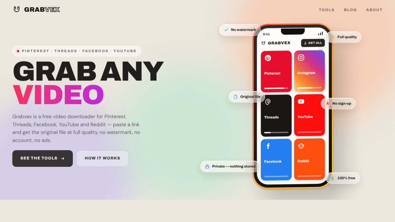 Grabvex website screenshot