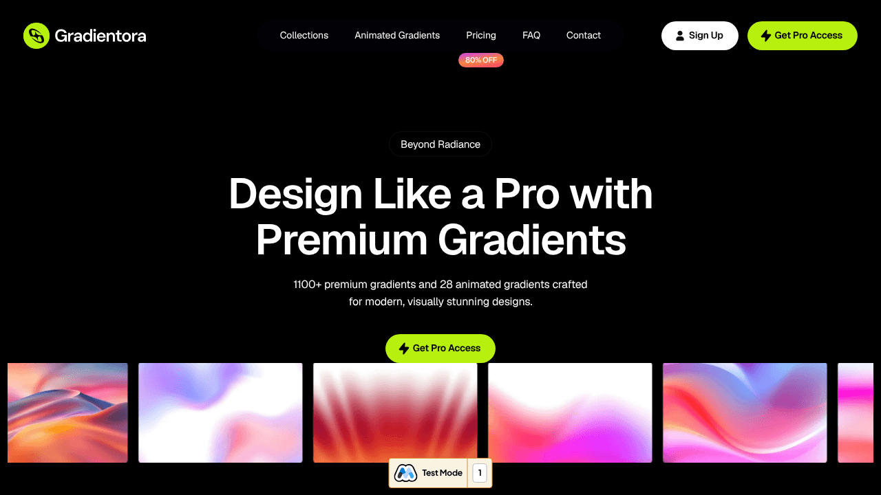Gradientora website screenshot