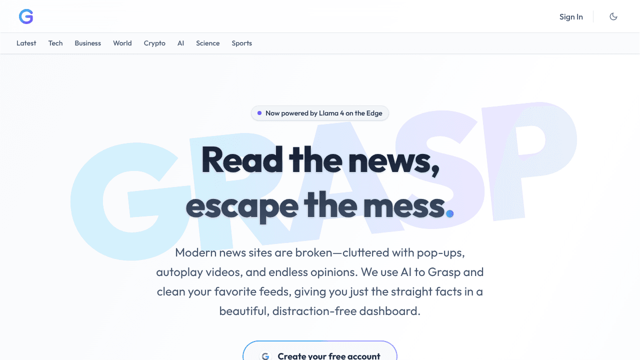 Grasp News website screenshot