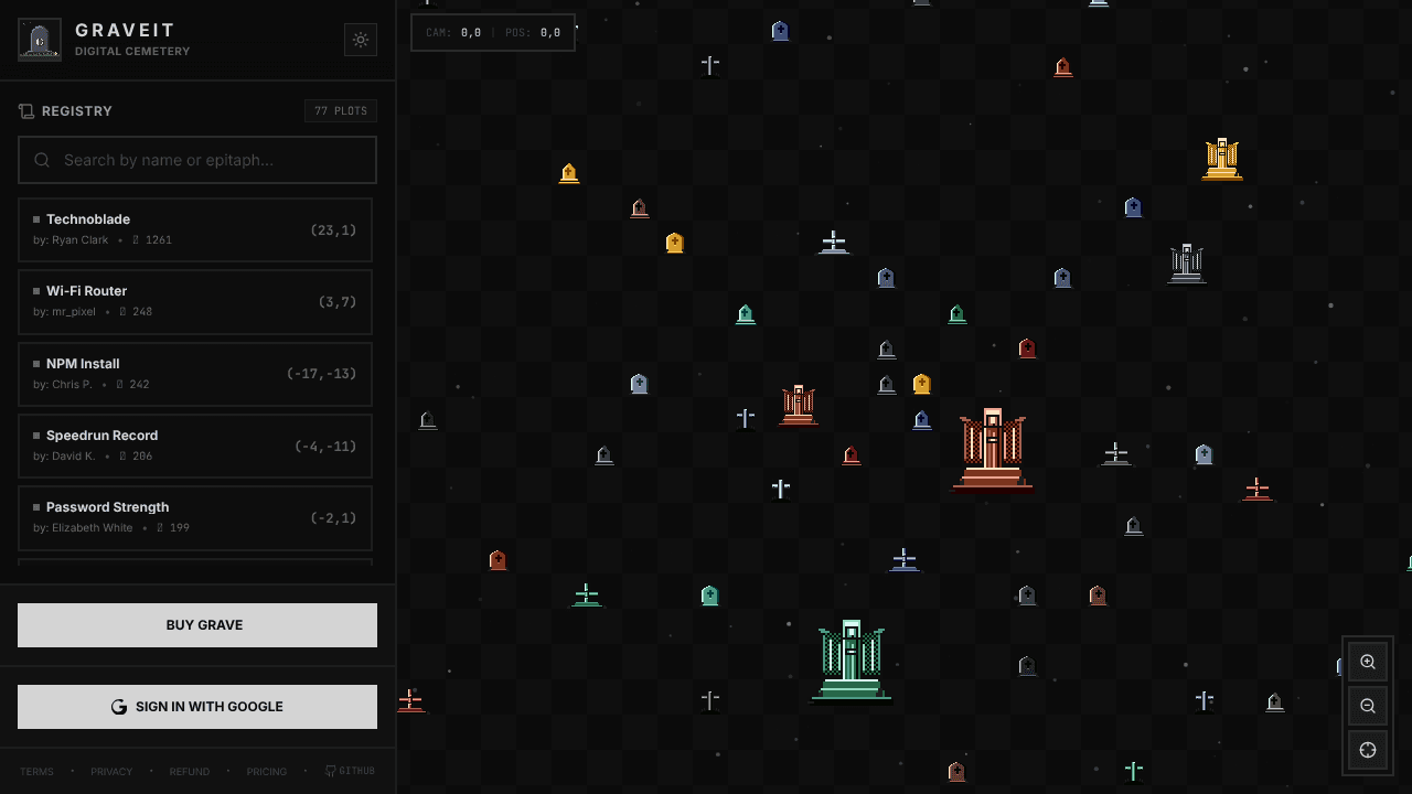 GraveIt website screenshot