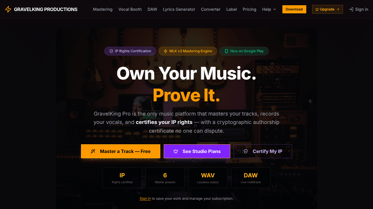 GravelKing Pro website screenshot