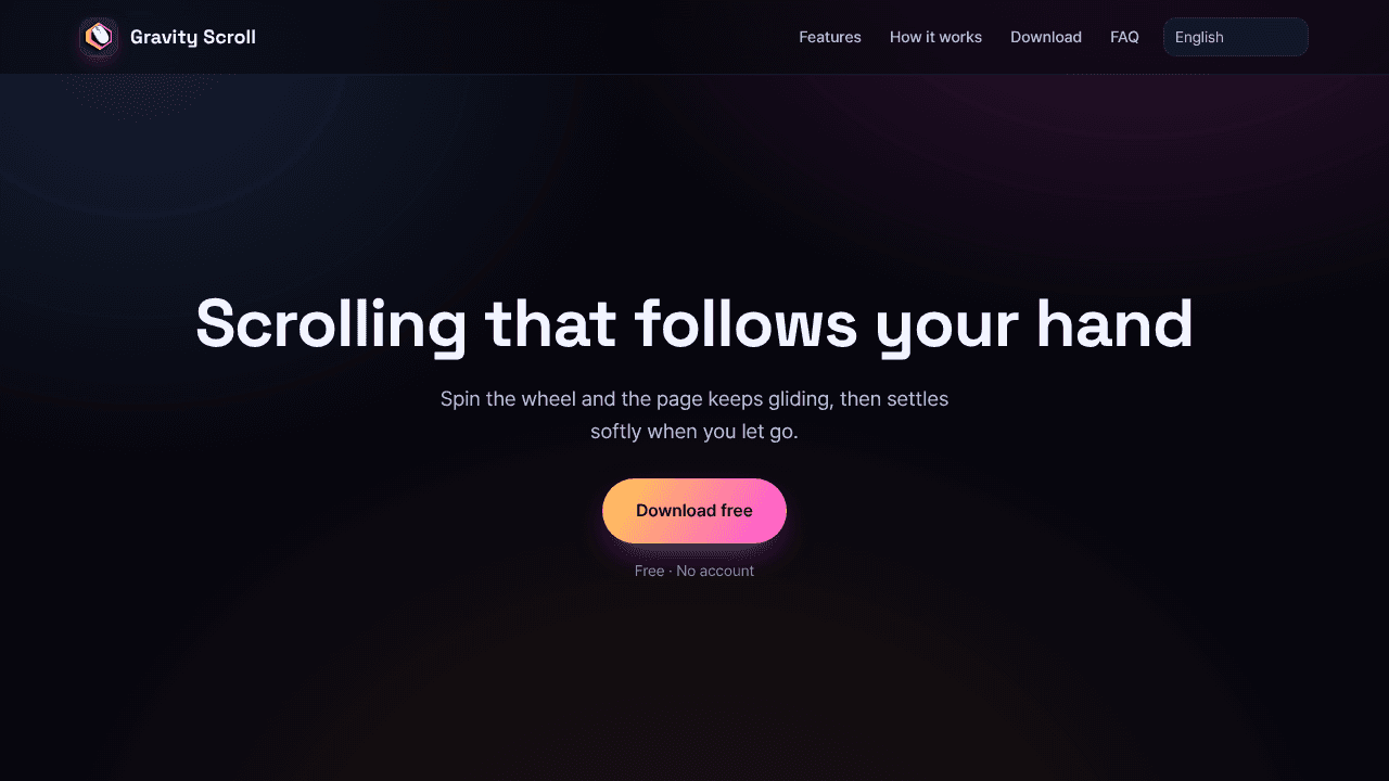 Gravity Scroll website screenshot