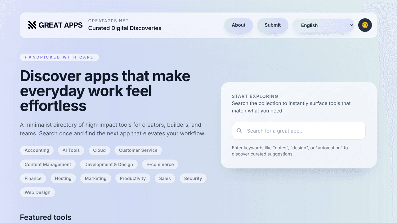 GreatApps.net website screenshot