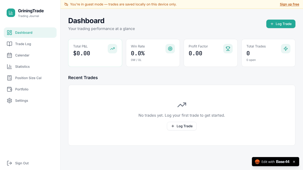 Grinning Trade website screenshot