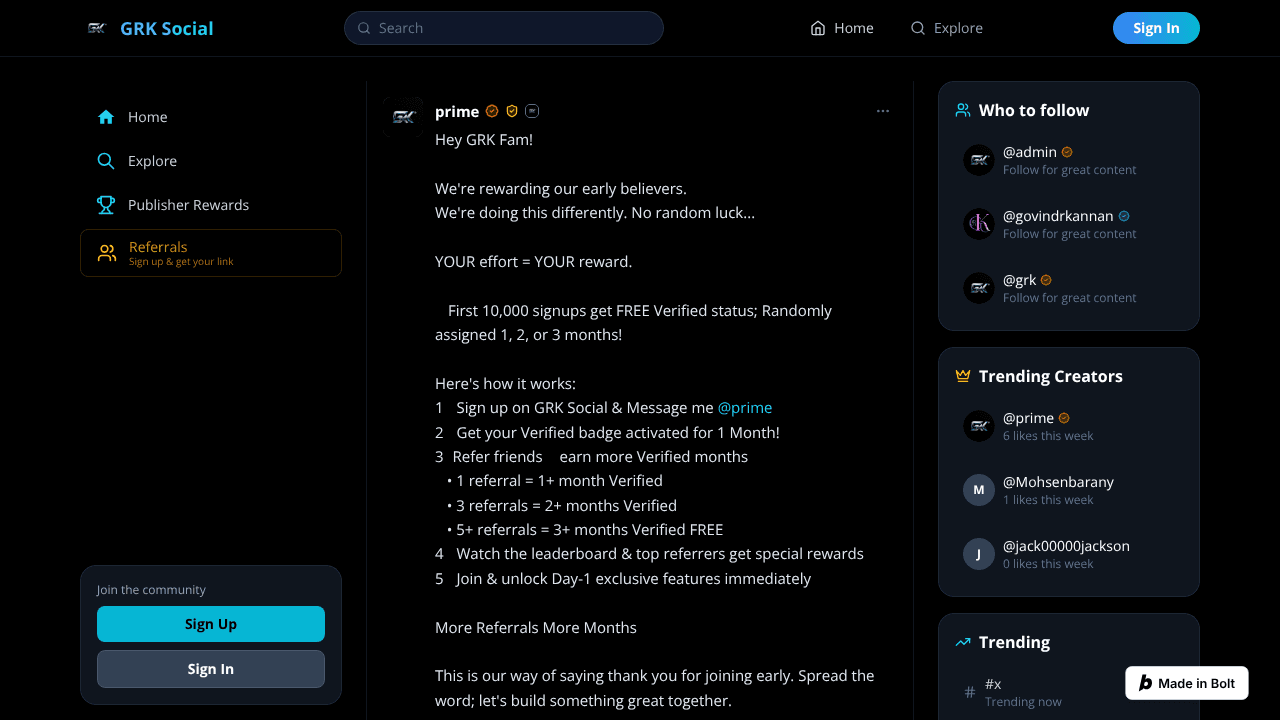 GRK Social website screenshot