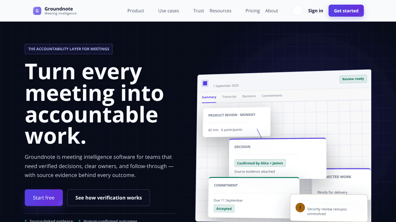 Groundnote website screenshot