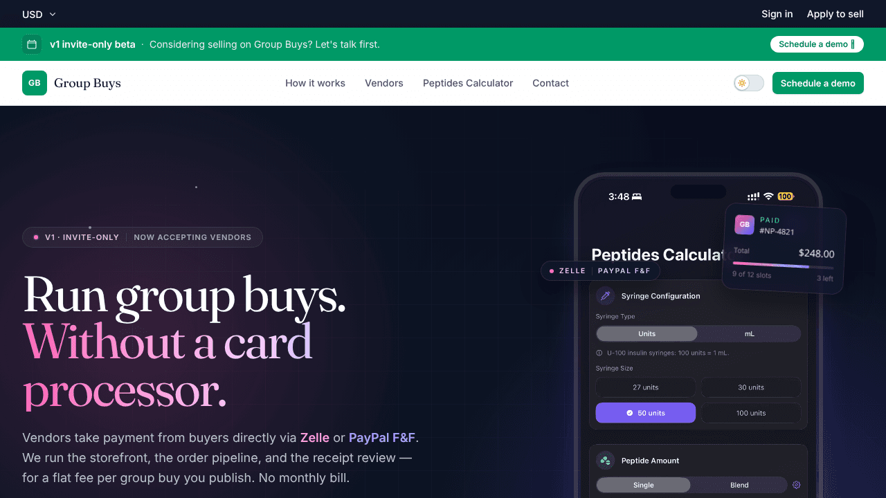 Group Buys website screenshot