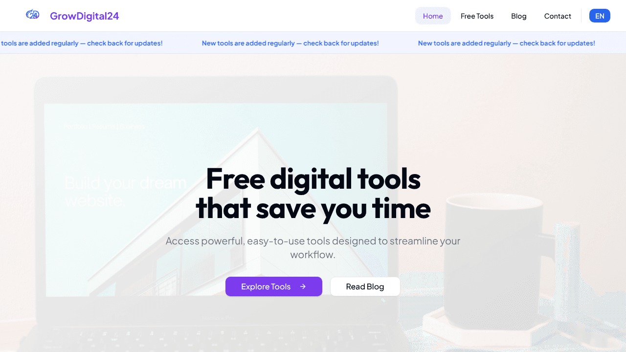 GrowDigital24 website screenshot