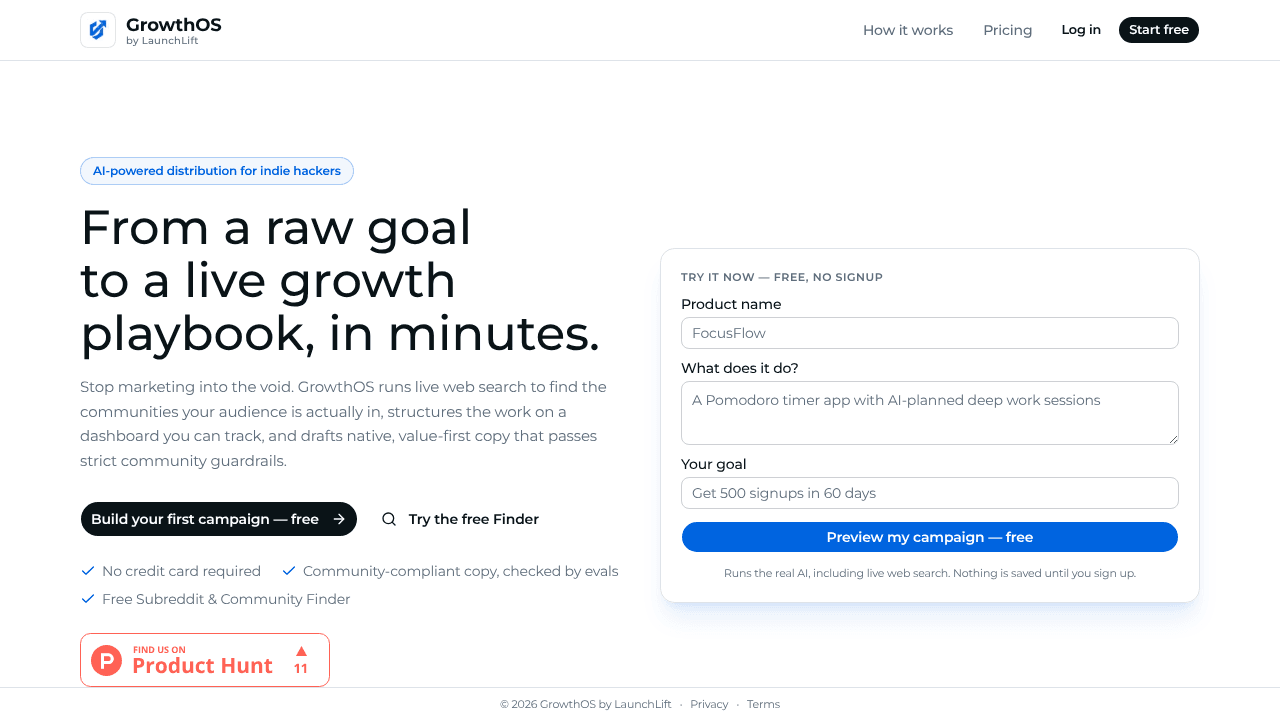 GrowthOS website screenshot