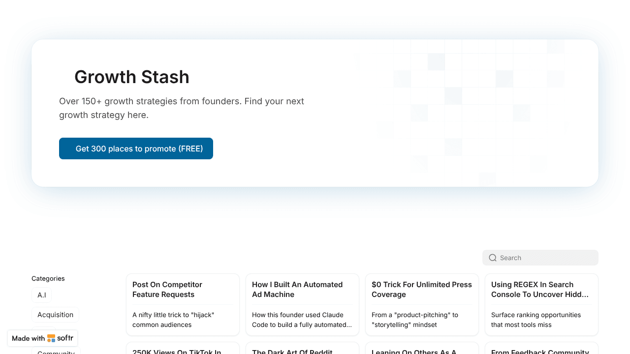 GrowthStash website screenshot